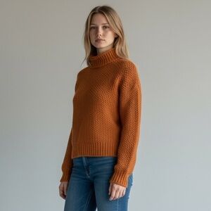 Women's Orange Chunky Mockneck Sweater Size M #1907